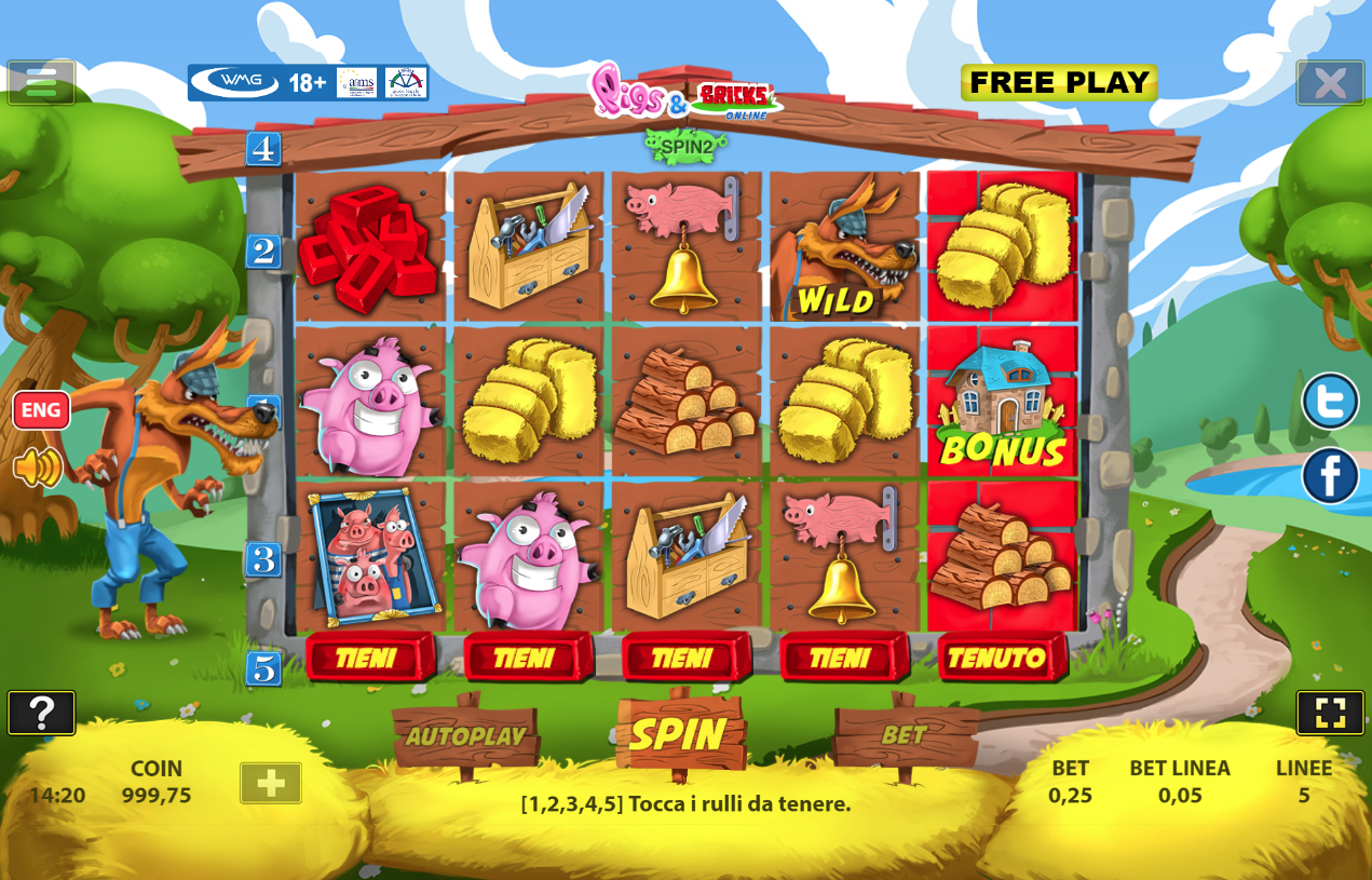 Slot Machine Pigs and Bricks