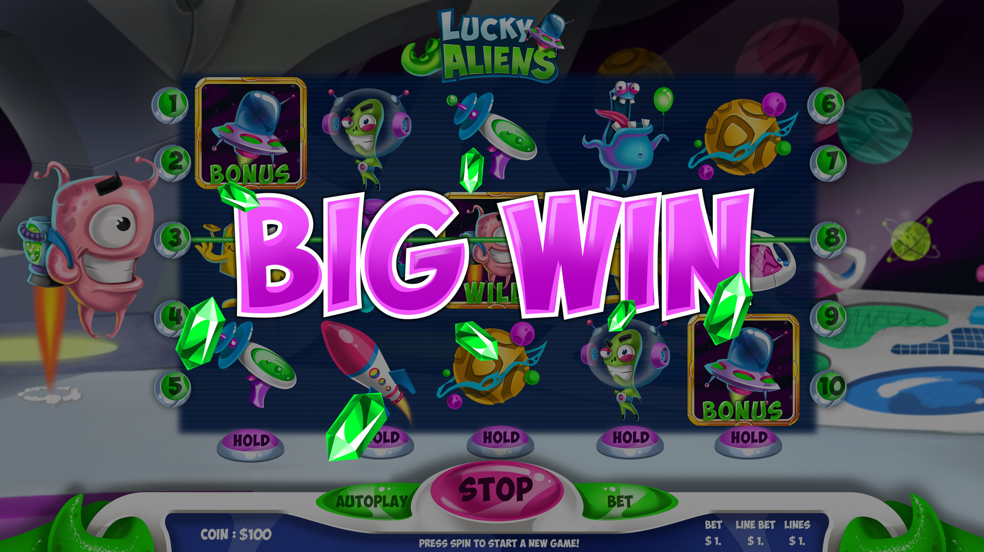 Bonus game della slot Lucky Aliens